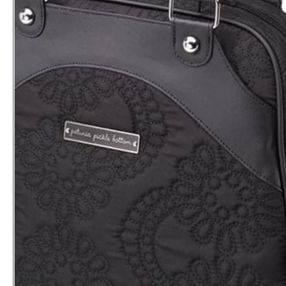 Petunia Pickle Bottom Sashay Satchel Embossed Diaper Bag Backpack Black EUC